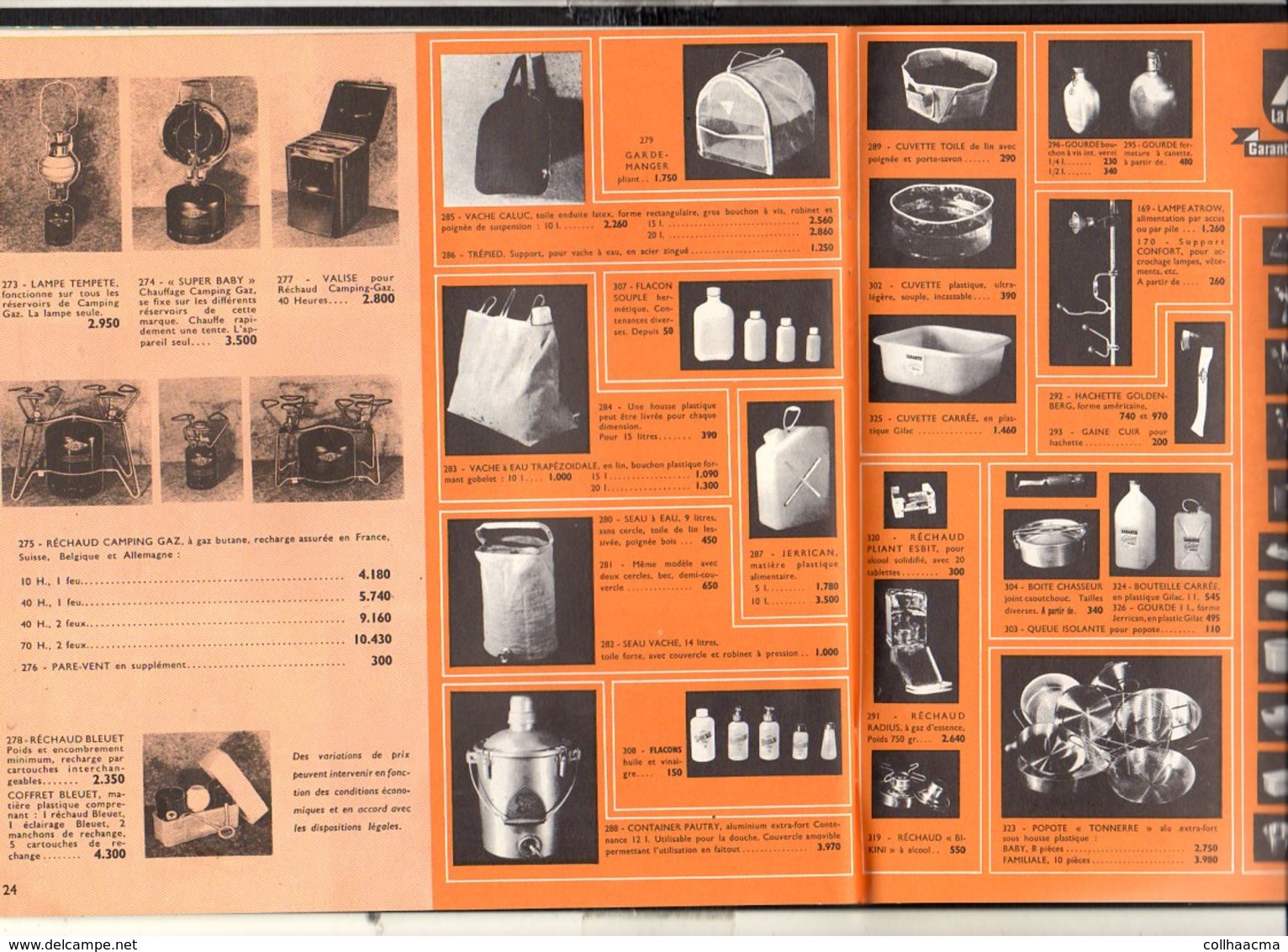 Magasin L'Escale de Caen /  Catalogue "La HUTTE" 1957 matériel de plein air,camping,sports,plage,guides et scouts