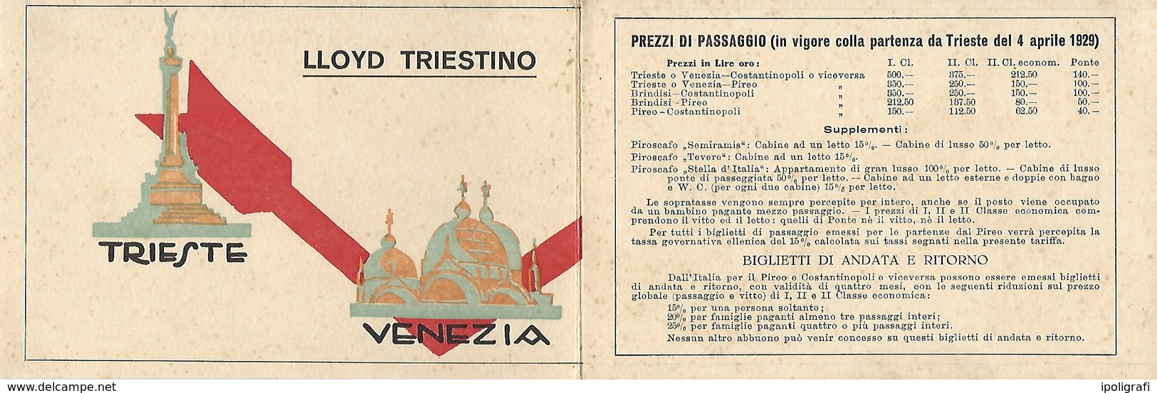 LLOYD TRIESTINO 1929 - Three Sections Card With Triest-Costantinople Line  Mint - Sonstige & Ohne Zuordnung