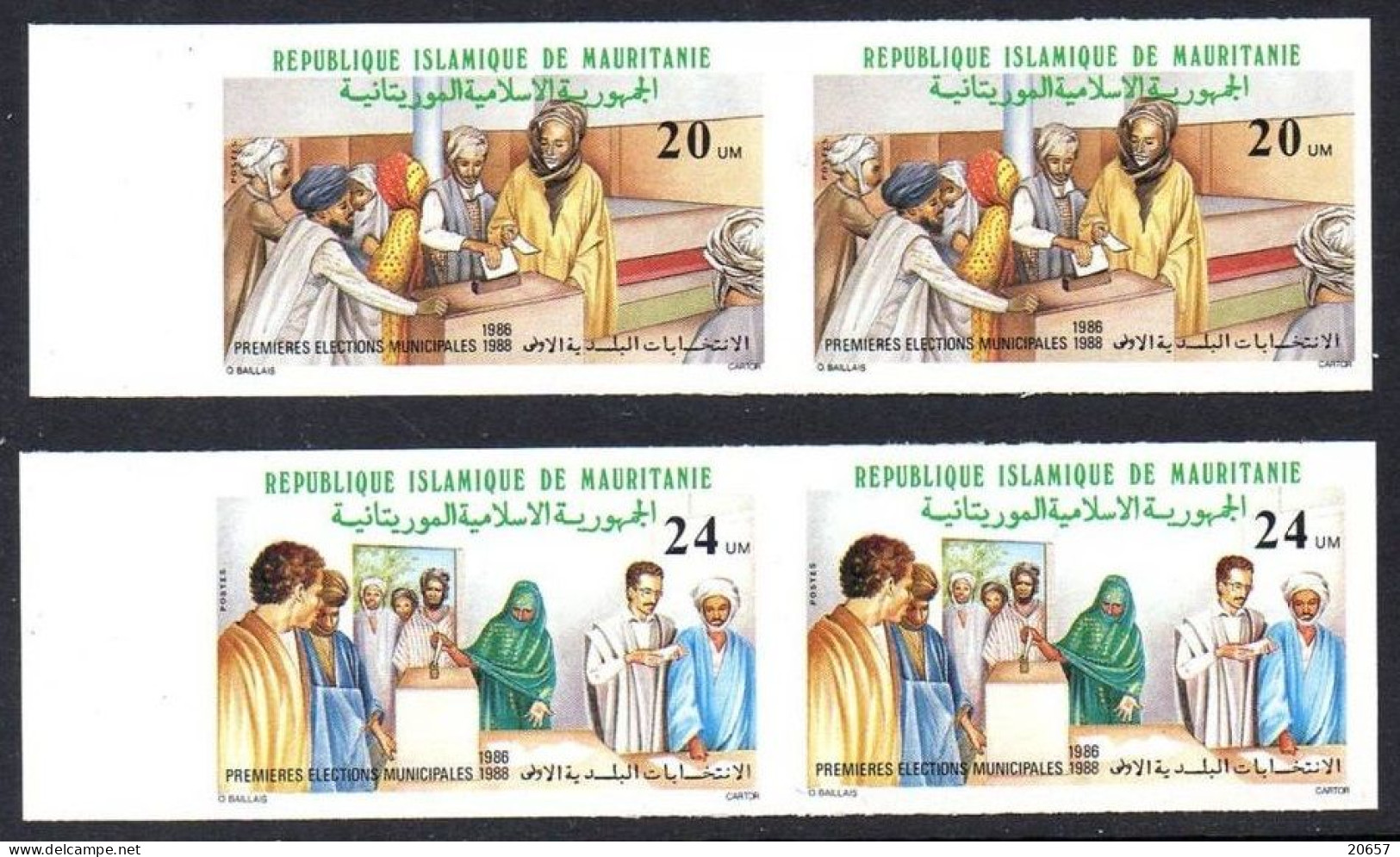 Mauritanie Mauritania 0938/39 Mi 0609/10 Y, Imperforés, Elections, Bureau De Vote, Costumes - Andere & Zonder Classificatie