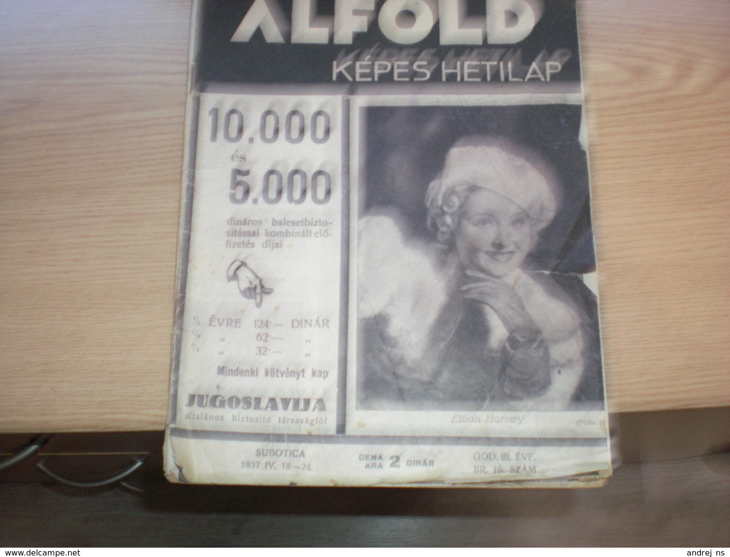 Alfold Kepes Hetilap Subotica 1937 Szabadka  Lilian Harvey - Lifestyle & Mode
