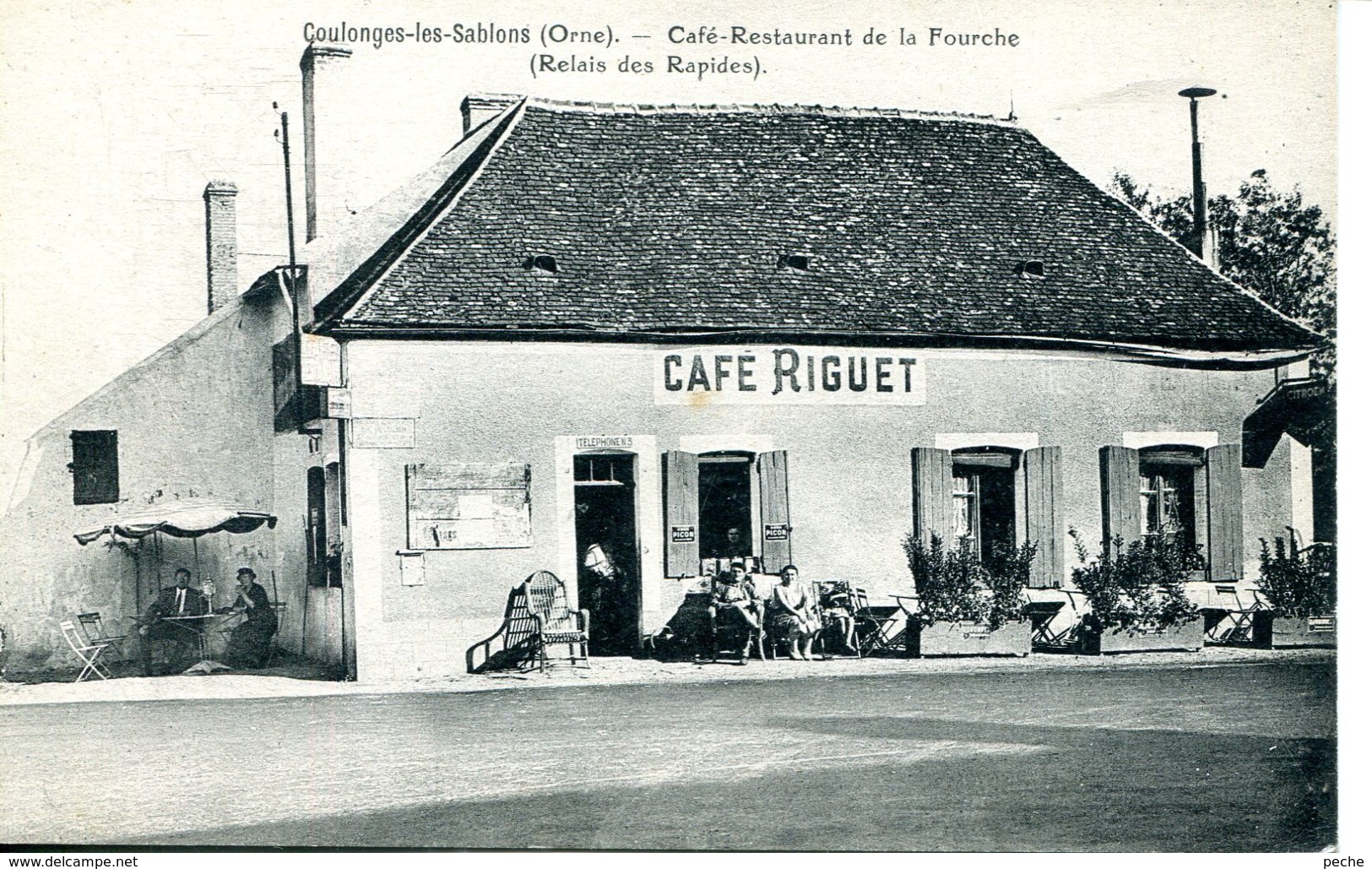 N°349 T -cpa Coulonges Les Sablons -café Restaurant De La Fourche- Café Riguet- - Cafés