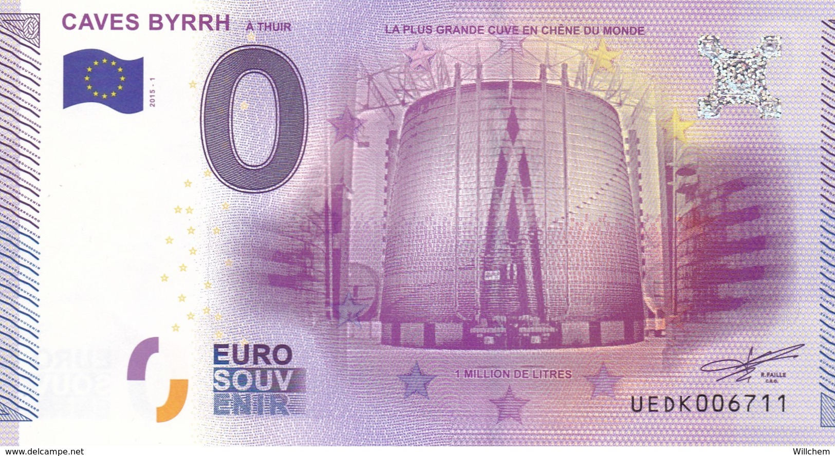 Billet Touristique / Souvenir 0 €uro - 2015 -  FRANCE " CAVES BYRRH " - Prove Private