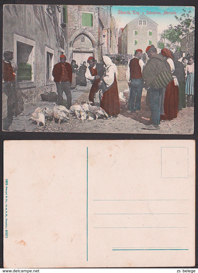 Sebenik, Sebenico Sibenning Markt Mercato Um 1915 Unbeschrieben Kroatien - Kroatien