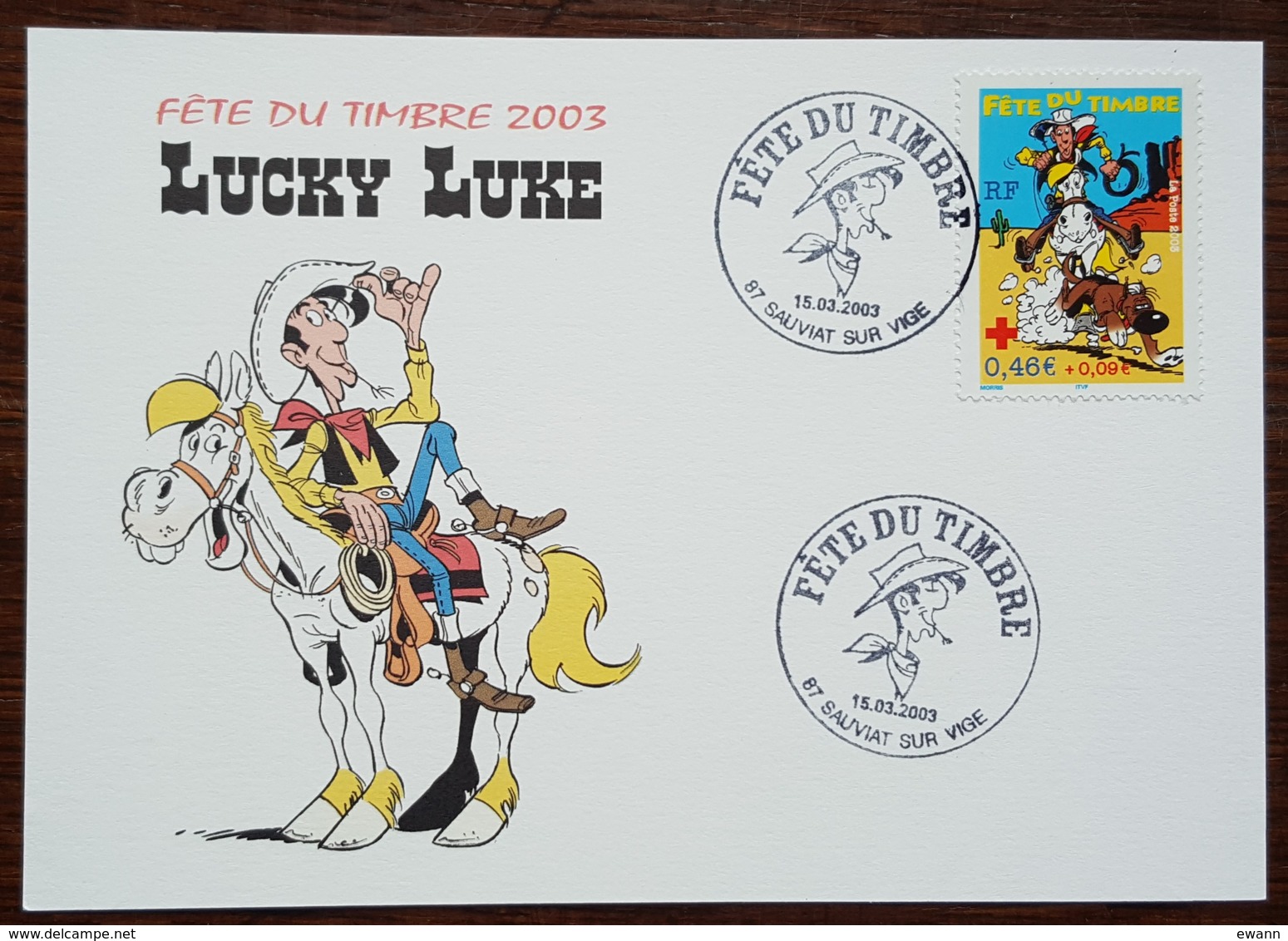 CM 2003 - YT N°3547 - FETE DU TIMBRE / LUCKY LUKE - SAUVIAT SUR VIGE - 2000-2009