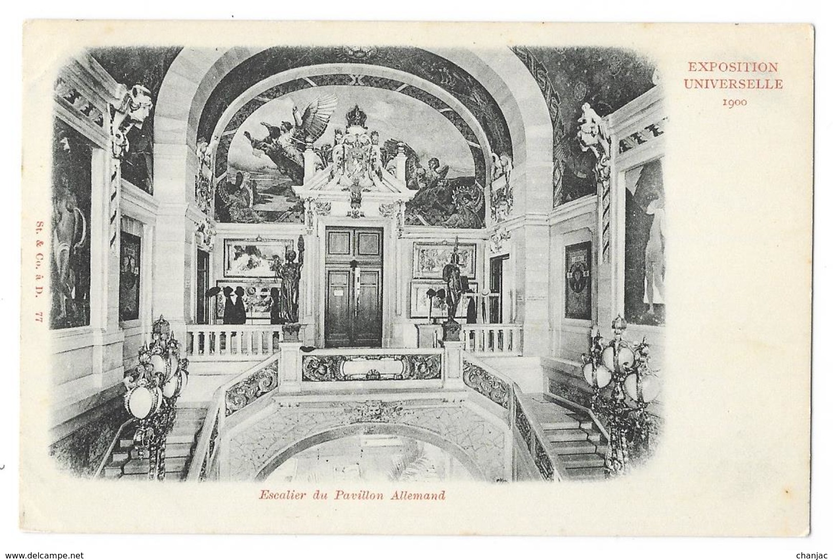 Cpa: 75 PARIS Exposition UnIverselle 1900 - Escalier Du Pavillon Allemand  (précurseur)  N° 77 - Expositions