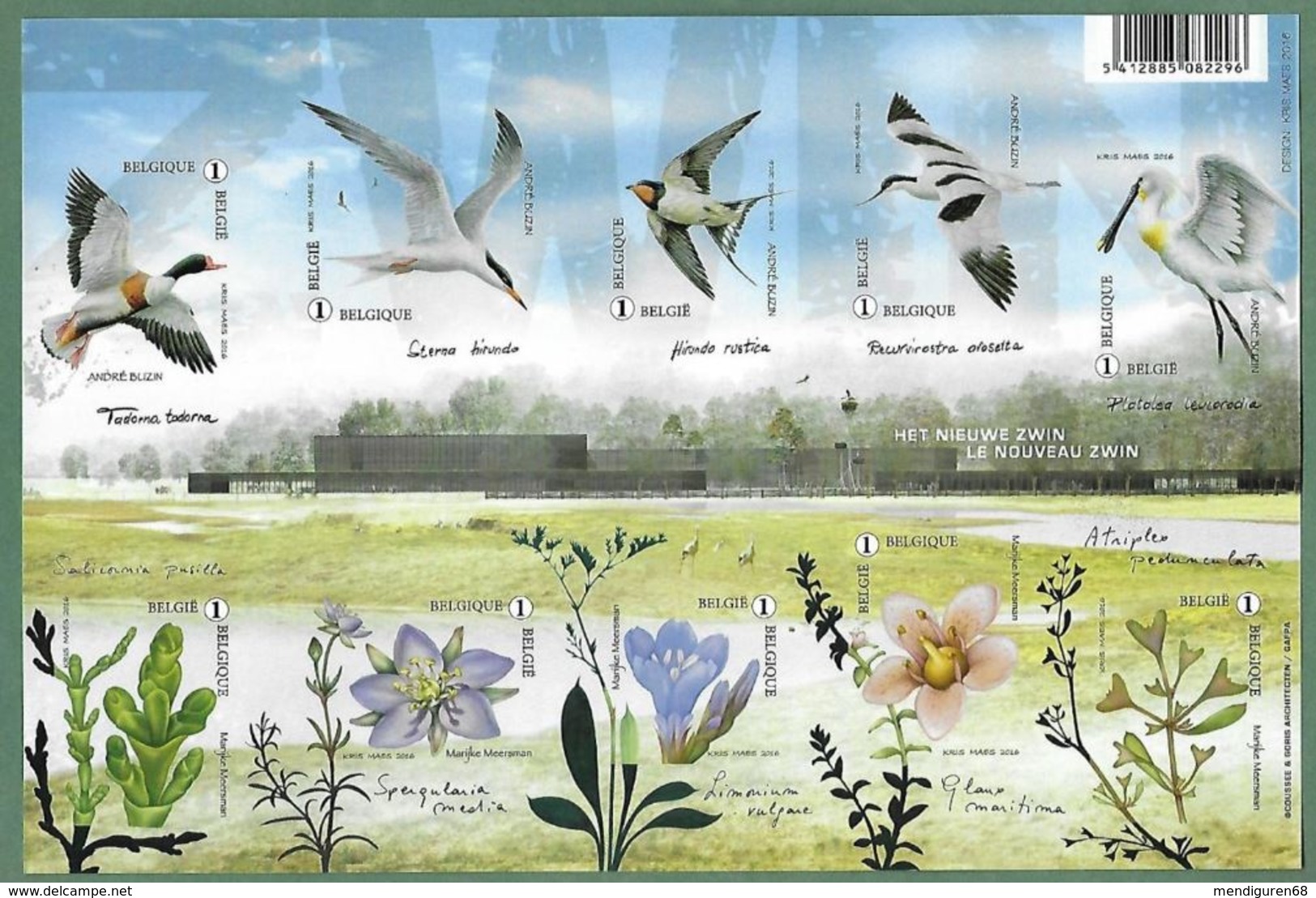 BELGIQUE BELGIEN BÉLGICA BELGIUM 2016 THE NEW ZWIN NATURE PARK M/S MNH YT F4571-80 MI B4647-56 SC SH2793 - Nuovi