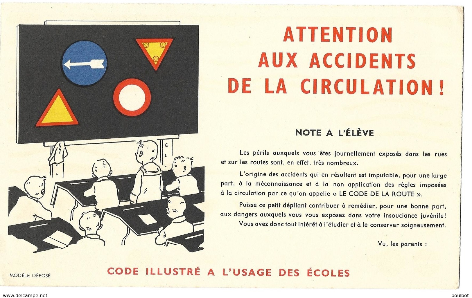 BUVARD Ou Protège Cartonné VITTEL   Attention Aux Accidents De La Circulation  ( 3 Volets ) - Enfants