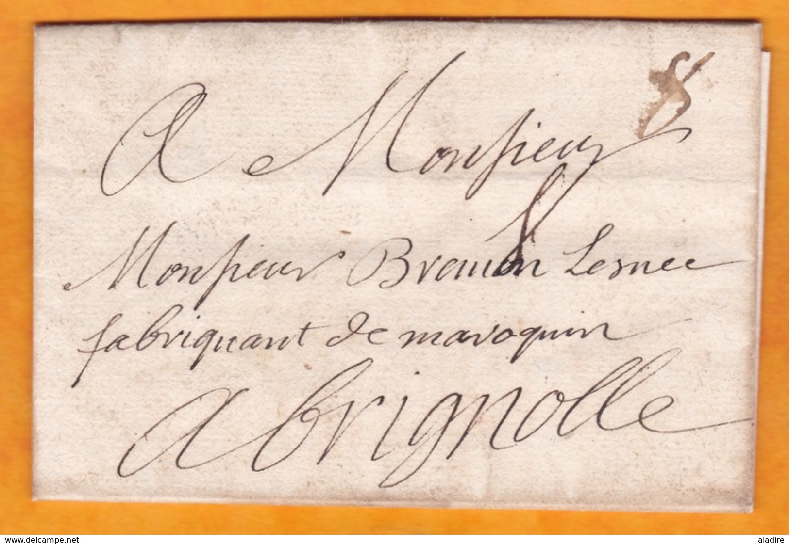 1749 -  Lettre Pliée De Paris  Vers Brignolle / Brignoles, Var - Mention Tarifaire Manuscrite - 1701-1800: Precursors XVIII