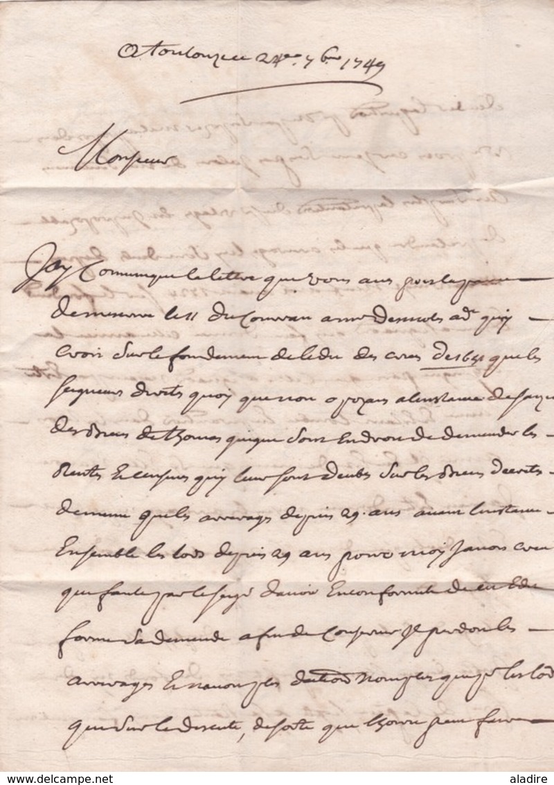 1749 - Marque Postale DE TOULOUSE, Haute Garonne Sur LAC De 3 Pages  Vers Beaucaire, Gard - 1701-1800: Precursors XVIII