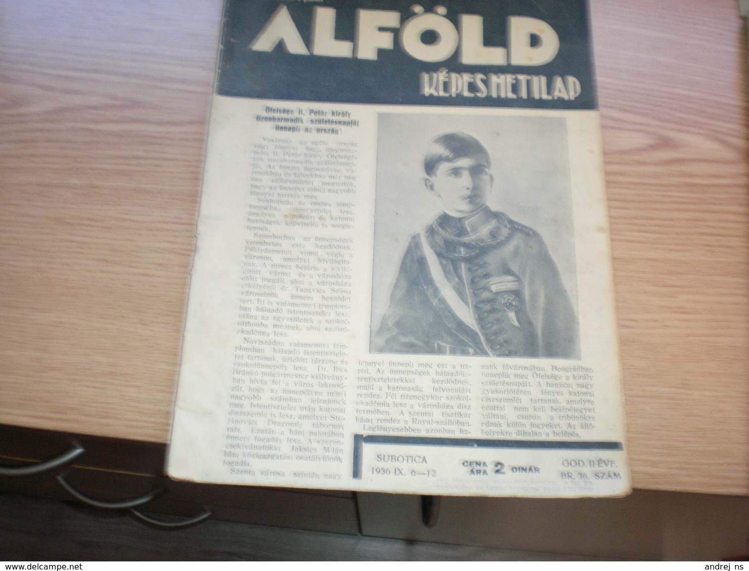 Alfold Kepes Hetilap Subotica 1937 Szabadka  Peter Kiraly Kralj Petar II - Zeitungen & Zeitschriften