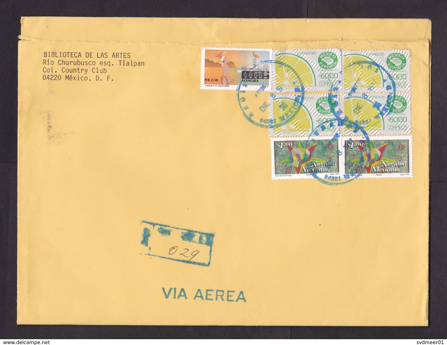 Mexico: Large Registered Cover To Netherlands, 1987, 7 Stamps, Export, Lemon Fruit, Tourism, Christmas (damaged: Fold) - Mexico