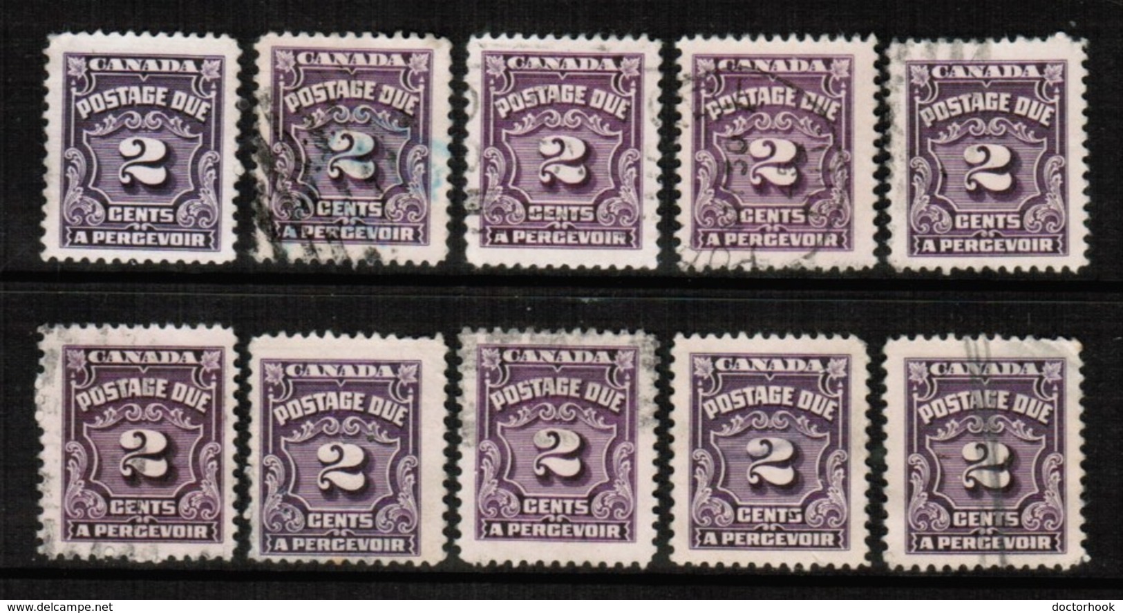 CANADA  Scott # J 16 USED WHOLESALE LOT OF 10 (WH-371) - Postage Due