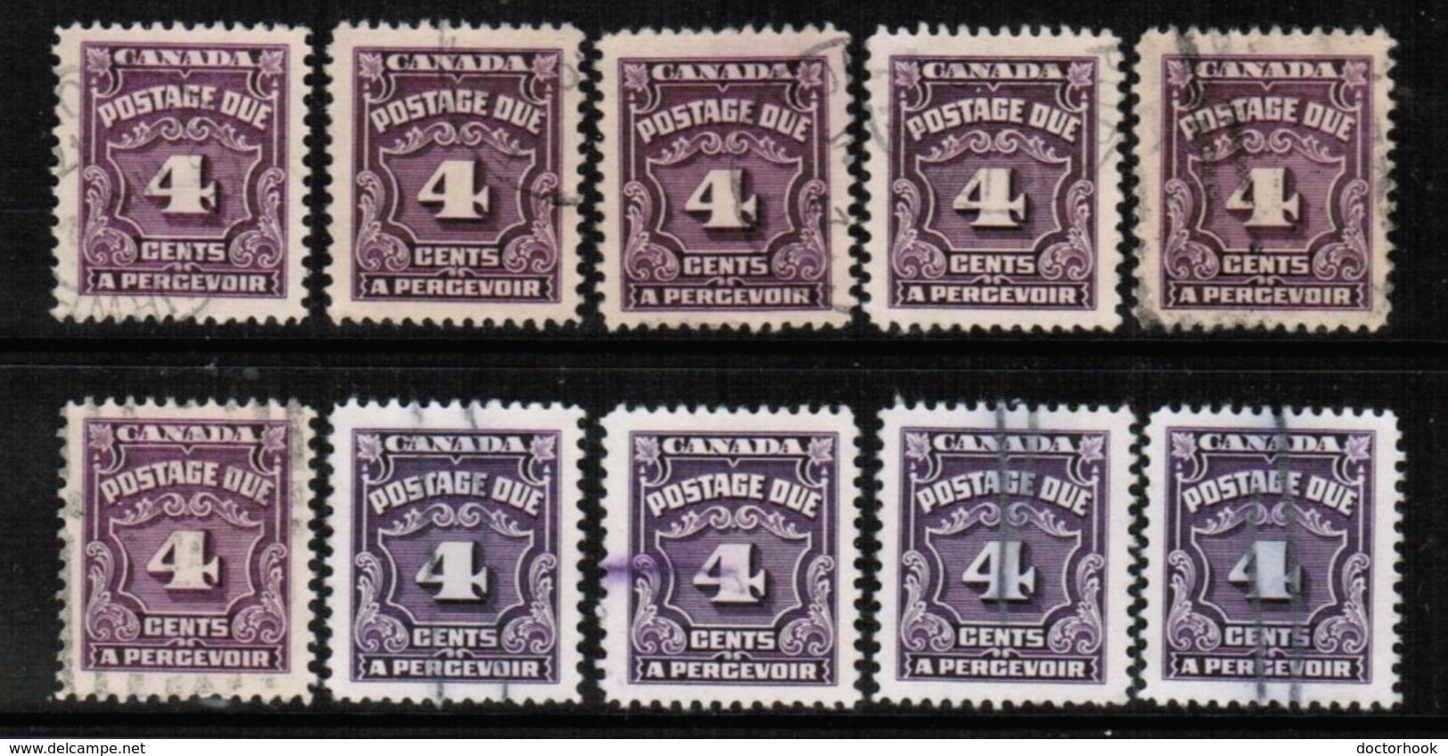 CANADA  Scott # J 17 USED WHOLESALE LOT OF 10 (WH-372) - Postage Due