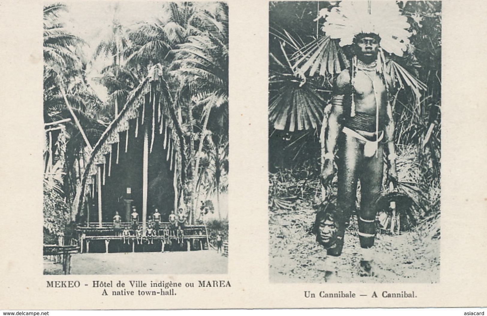 Native From Papua New Guinea .Aboriginal . Cannibal With Cut Head . Cannibale. Decapitation. Beheading - Oceania