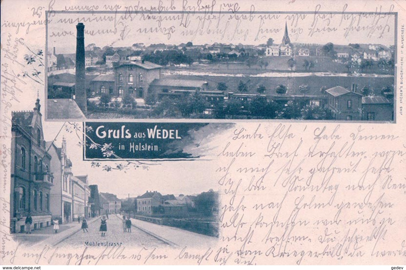 Allemagne, Holstein, Gruss Aus Wedel, Mühlenstrasse, Bahnhof, Chemin De Fer Et Train (13.2.1904) - Wedel