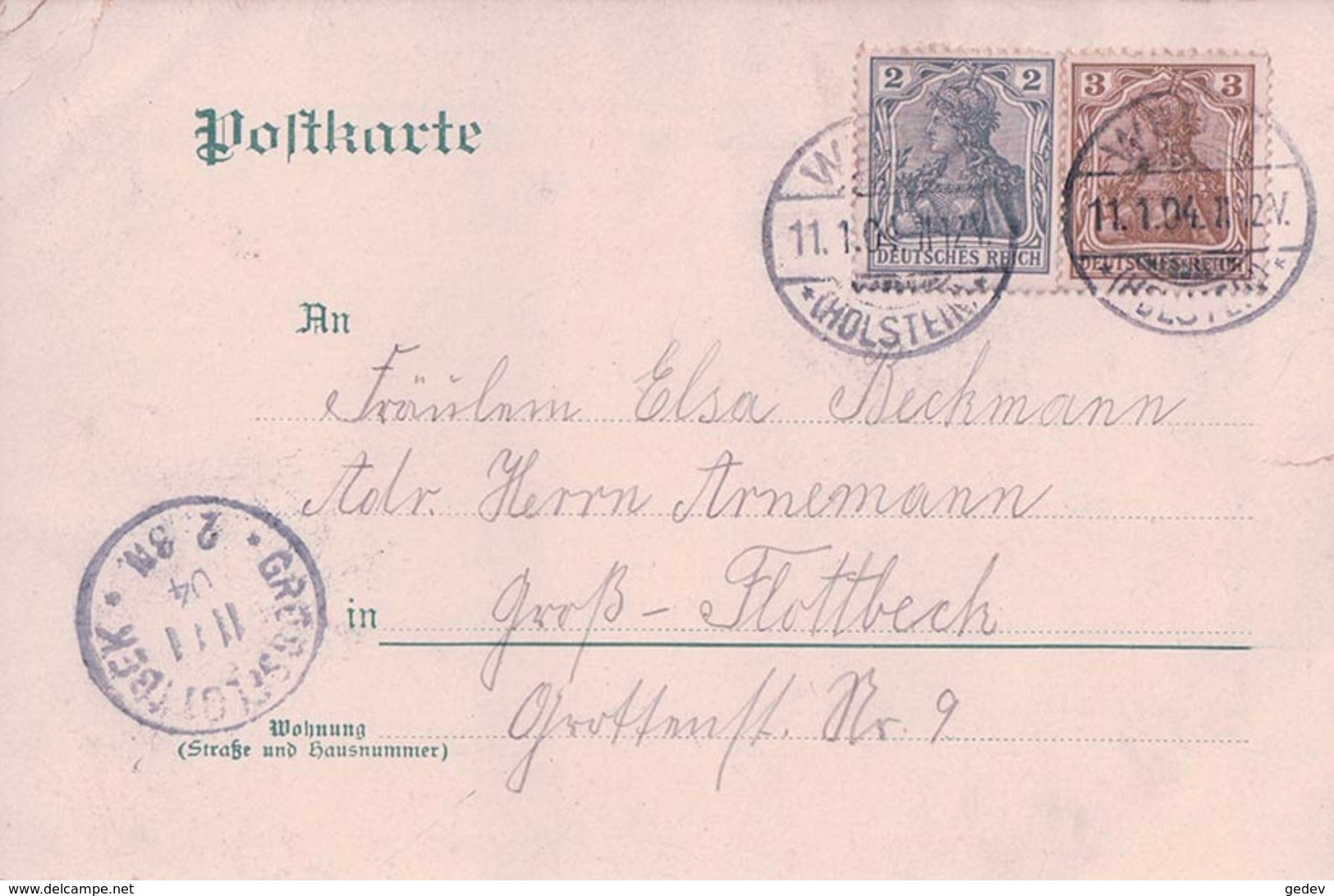 Allemagne, Holstein, Gruss Aus Wedel, Mühlenstrasse, Bahnhof, Chemin De Fer Et Train (13.2.1904) - Wedel