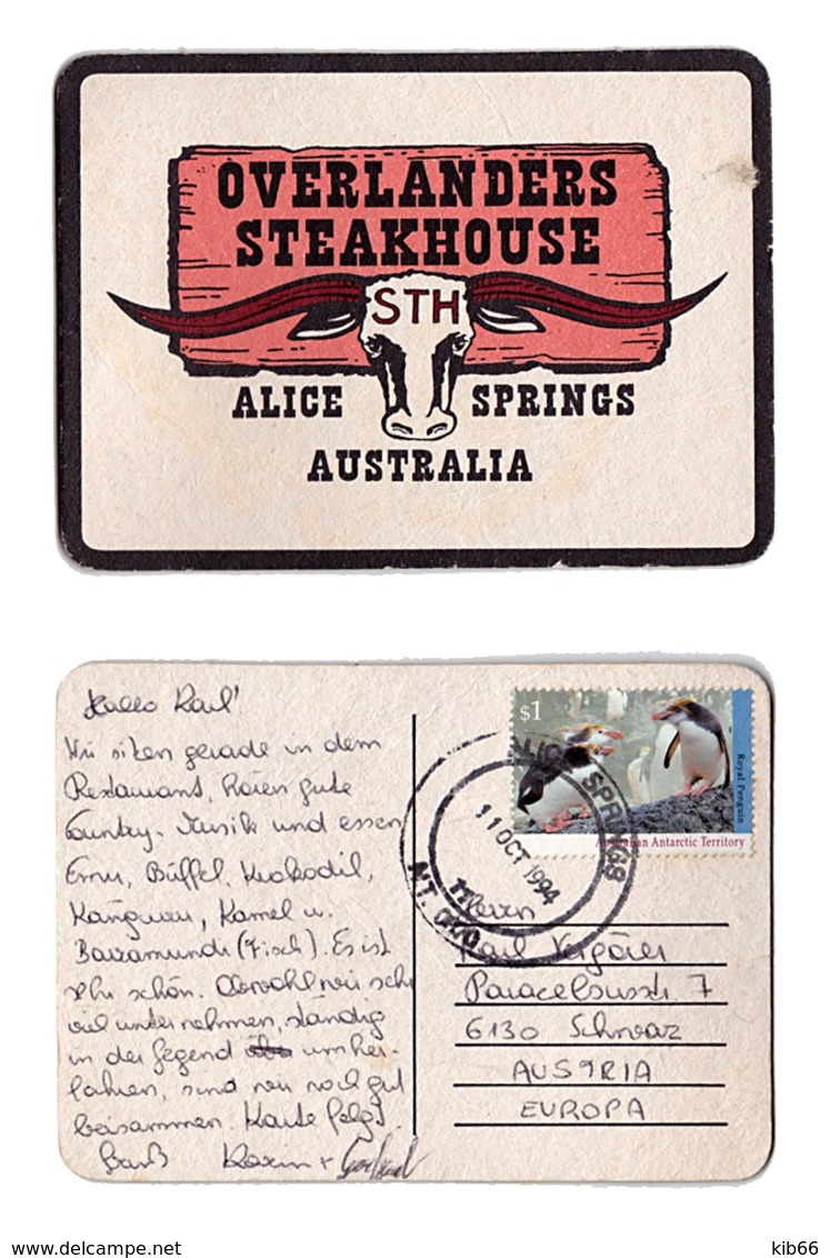 Sous-bock Bière Australia Overlanders Steakhouse Timbre 1994 Beer Mat Coaster Bierdeckel - Sous-bocks