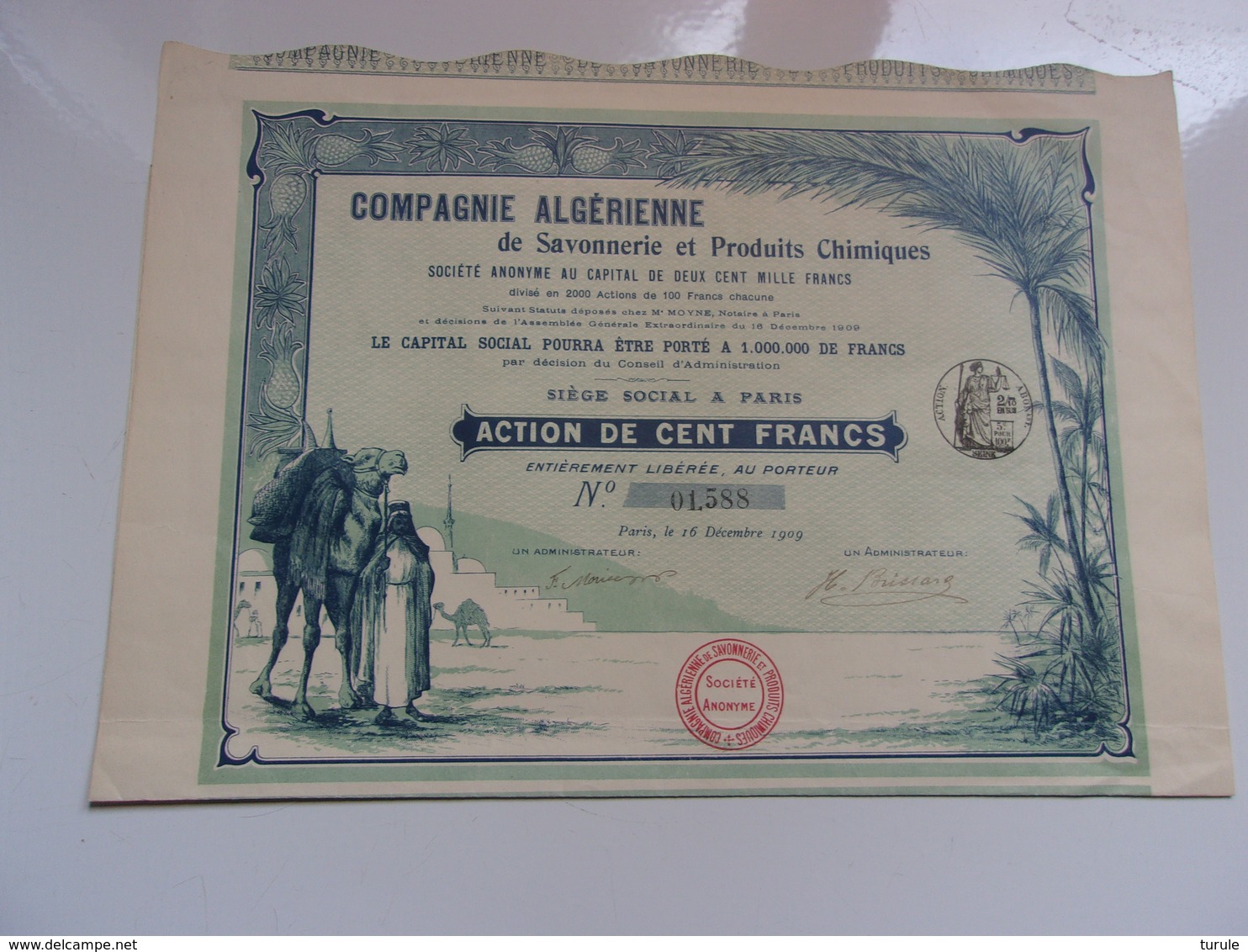 Algérienne De Savonnerie Et Produits Chimiques (1909) - Autres & Non Classés