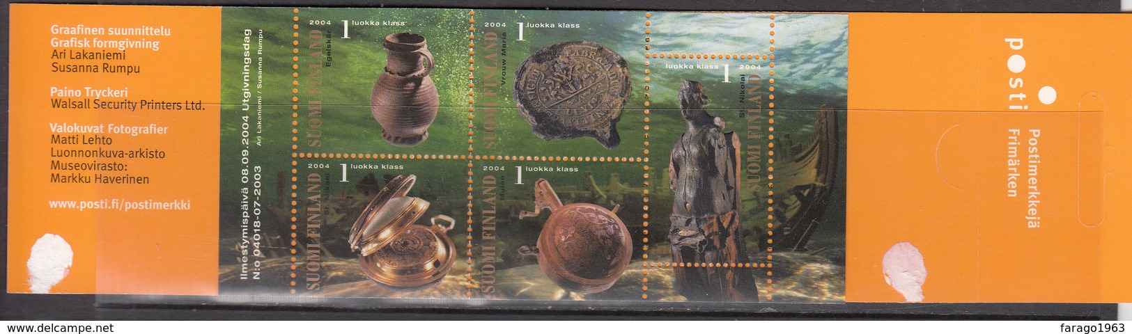 2004 Finland Shipwreck Treasures Complete Booklet Carnet  MNH @ BELOW FACE VALUE - Unused Stamps