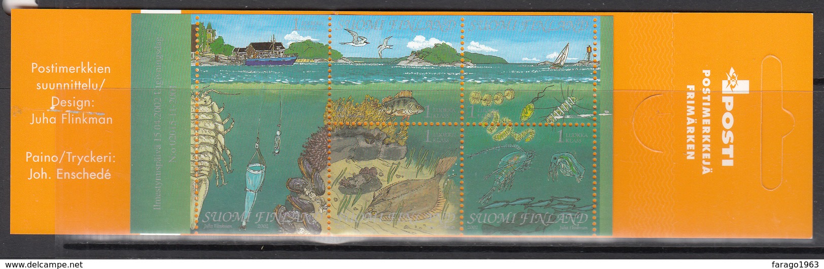 2002 Finland Marine Life Fish Shrimp Birds Complete Booklet Carnet  MNH @ BELOW FACE VALUE - Mundo Aquatico