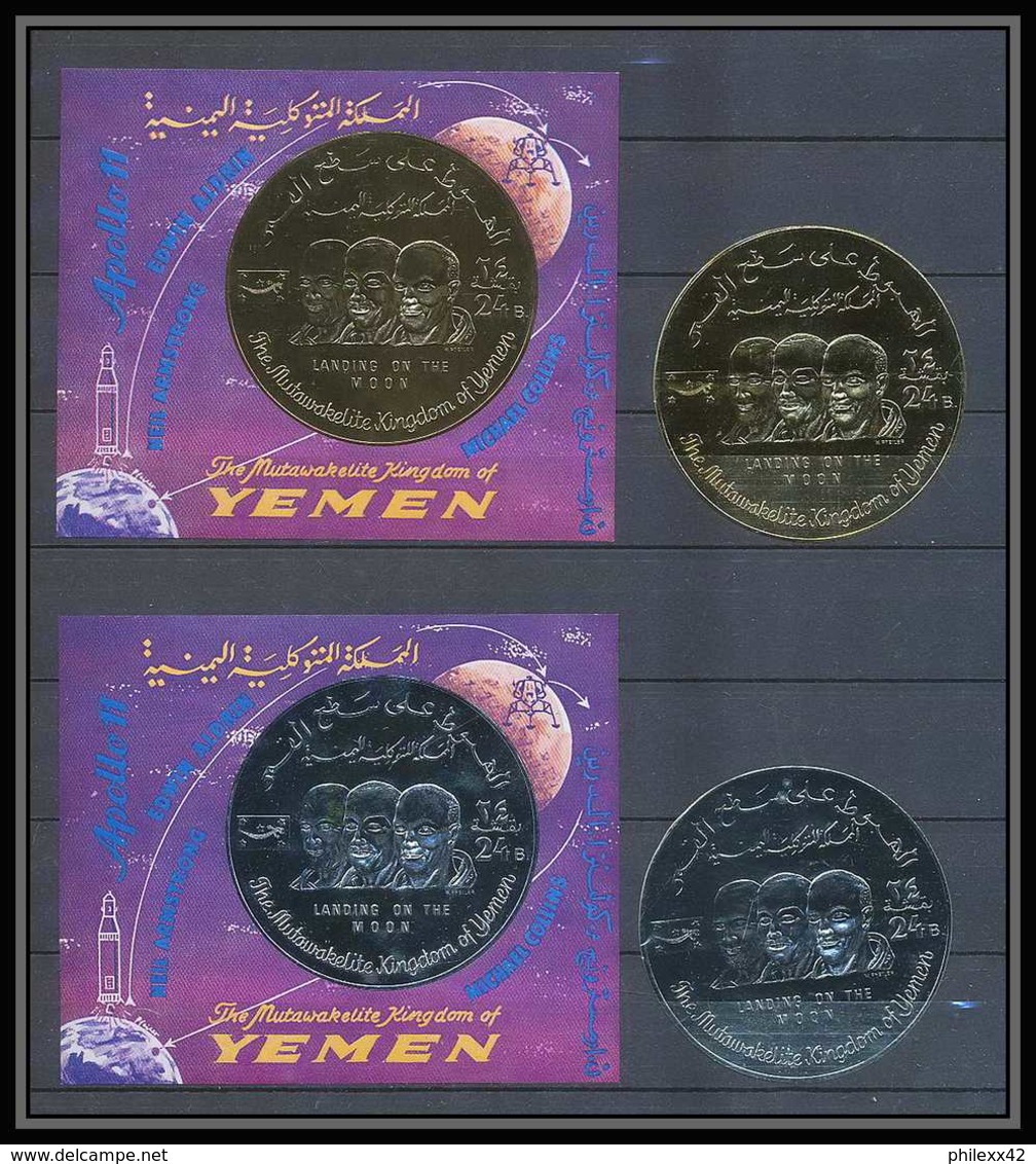 119 Yemen Royaume (kingdom) N°162 /163 OR (gold Stamps) Espace Space Apollo 11 LANDING ON THE MOON Lollini 4500 Yem 58a - Asien