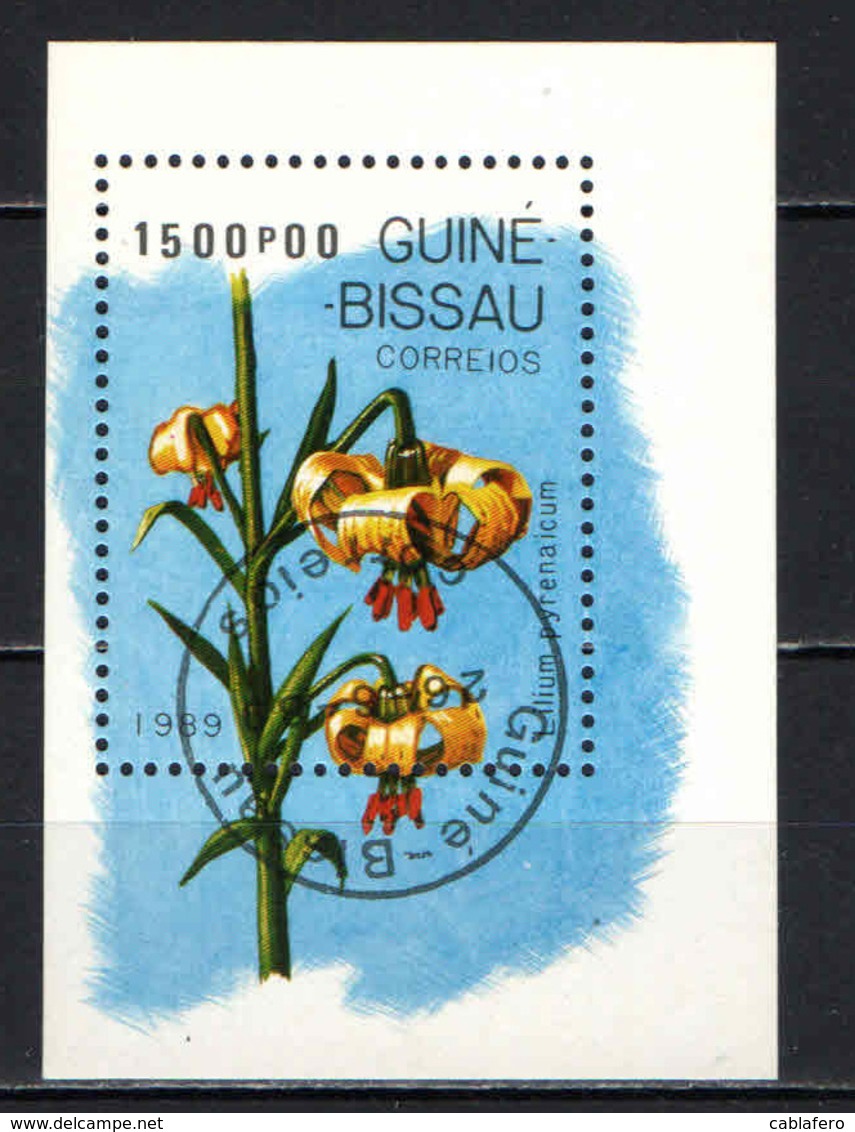 GUINEA BISSAU - 1989 - Lilium Pyrenaicum - SOUVENIR SHEET - USATO - Guinea-Bissau