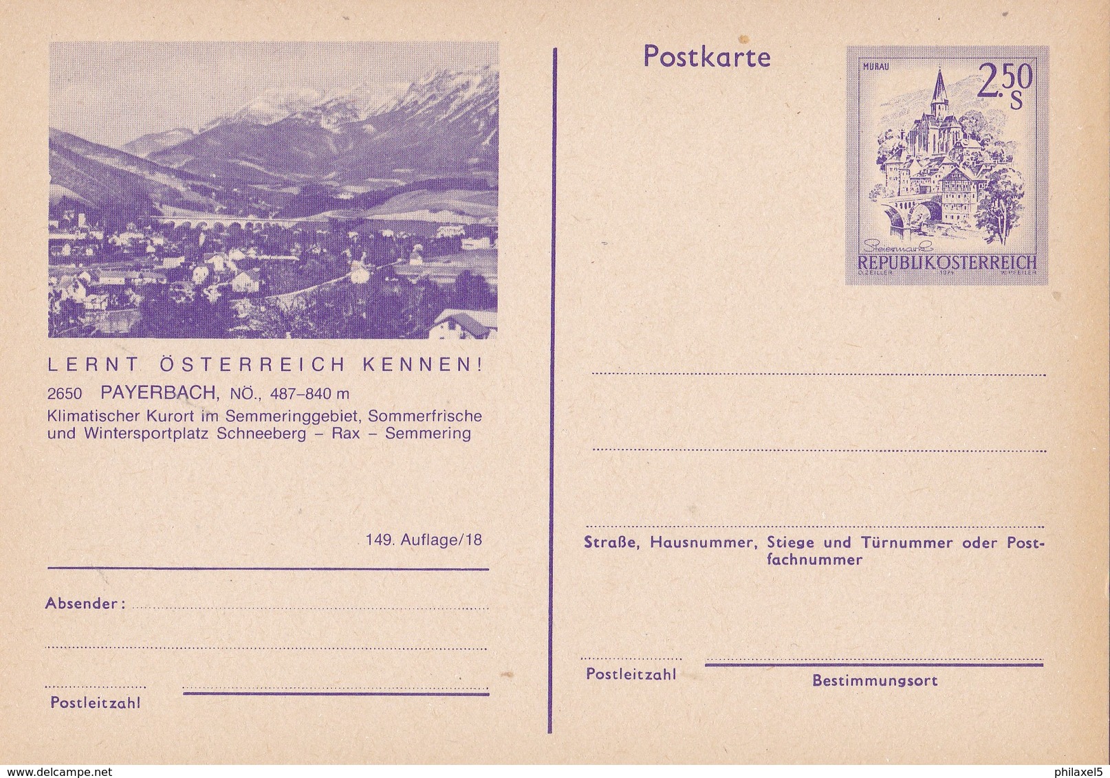 Oostenrijk - Postkarte - Lernt Österreich Kennen! - 2650 Payerbach - Ongebruikt - M P451 149. Auflage/18 - Altri & Non Classificati