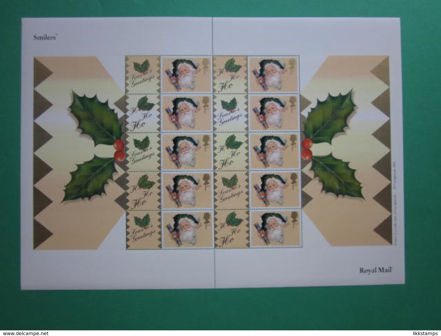 2001 ROYAL MAIL GENERIC SMILERS SANTA SHEET ISSUED FOR CHRISTMAS 2001. #SS0007 - Smilers Sheets