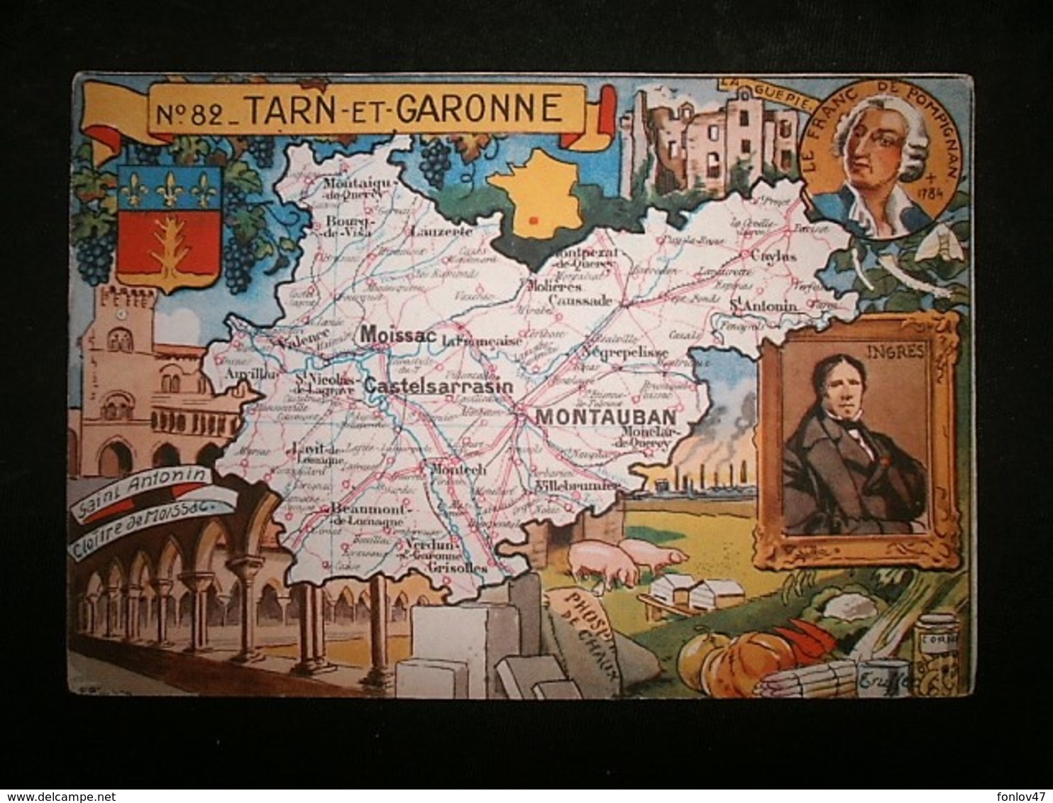 CARTE DEPARTEMENTALE TARN ET GARONNE PINCHON BLONDEL LA ROUGERY - Autres & Non Classés