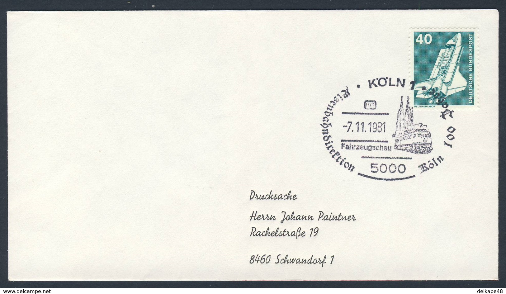 Deutschland Germany 1981 Brief Cover - 100 Jahre Eisenbahndirektion Köln - DB - Fahrzeugschau / Vehicle Show - Trains