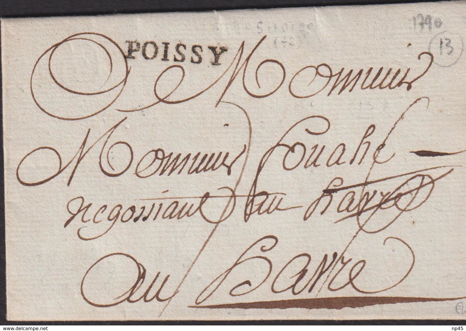 MARQUE POSTALE YVELINES AVEC GRIFFE DE POISSY SUR LETTRE AVEC TEXTE DE 1790 LUXE - 1849-1876: Klassik