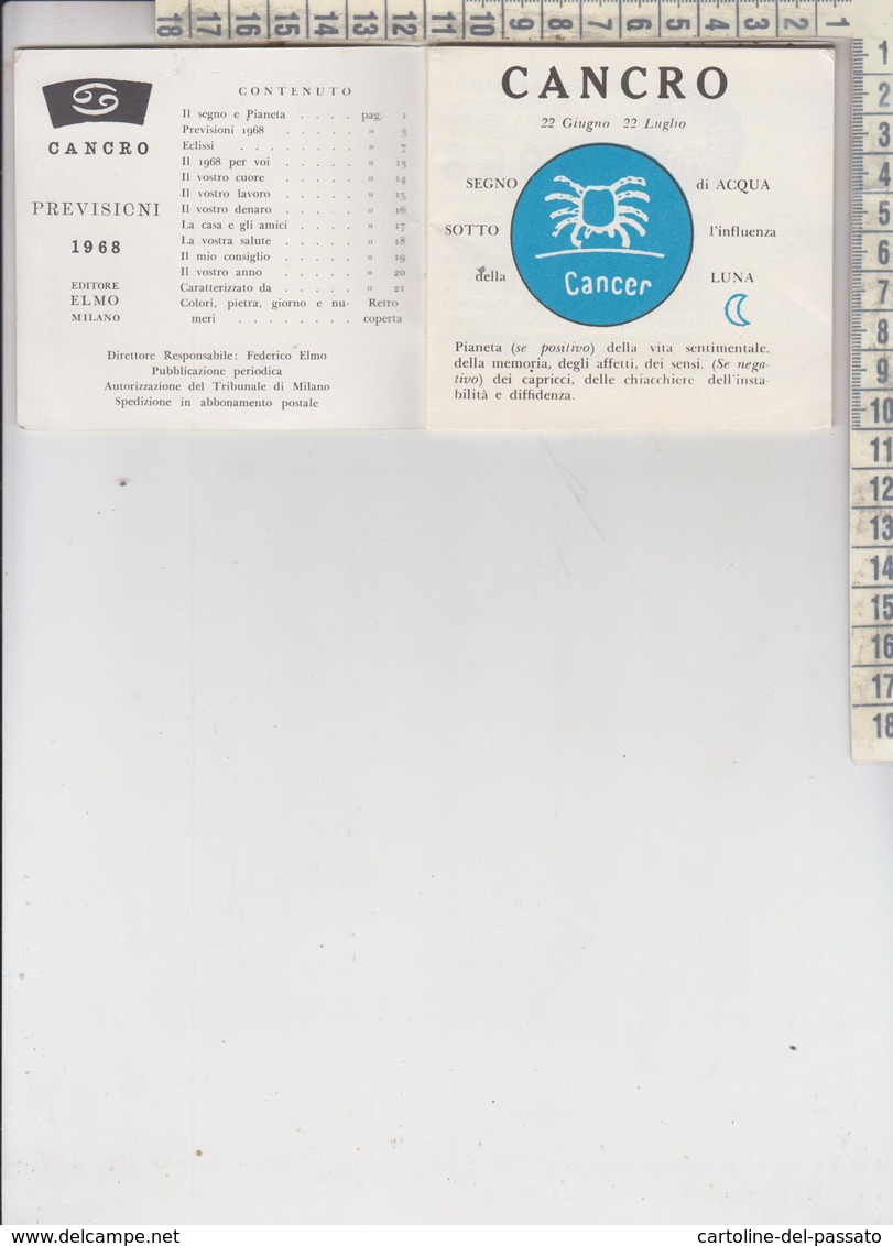 Oroscopo Cancro 1968 Libretto Waldner - Andere & Zonder Classificatie