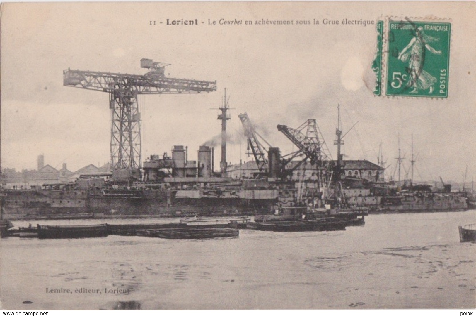Bv - Cpa LORIENT - Le Courbet En Achèvement Sous La Grue Electrique - Lorient