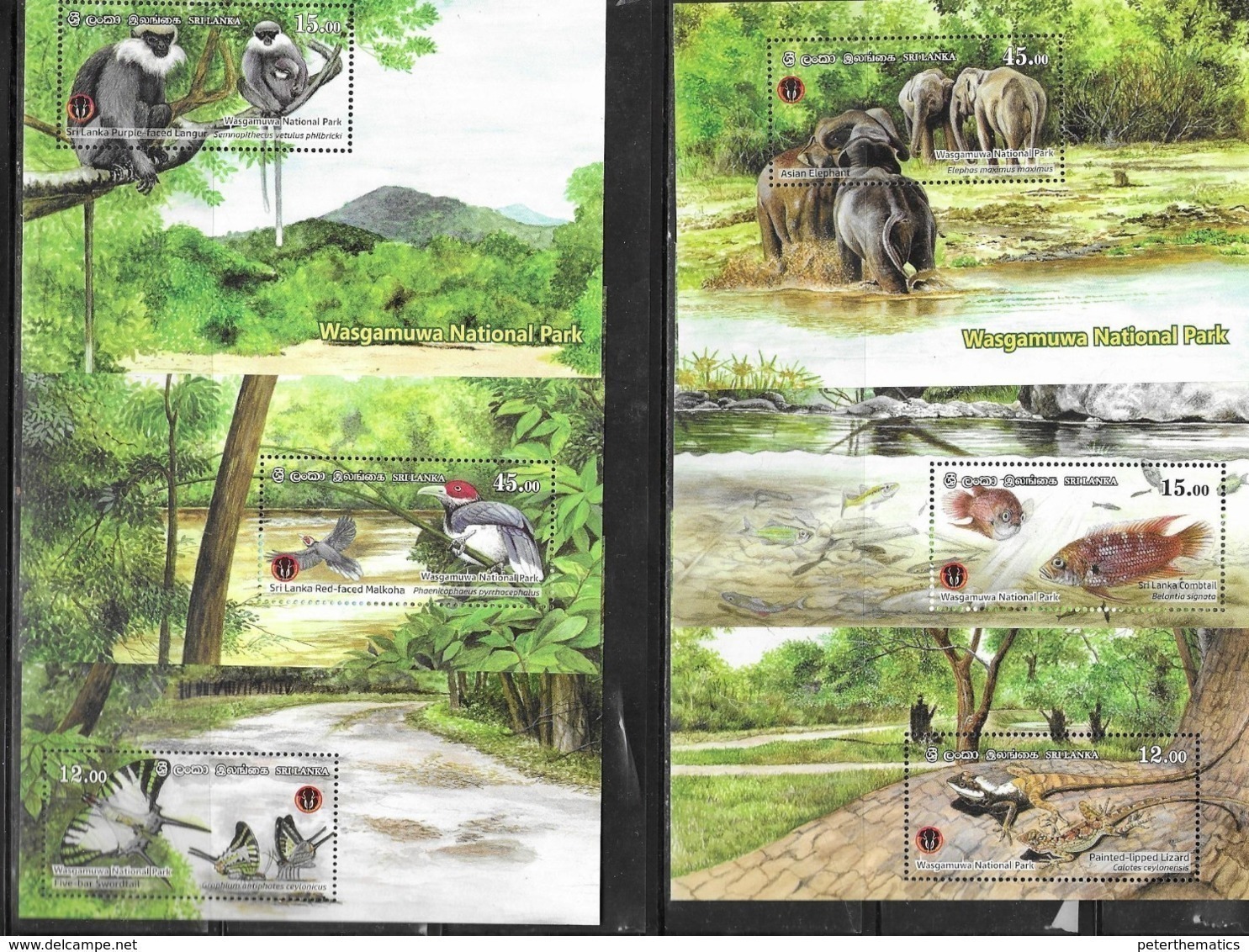 SRI LANKA, 2019, MNH, WASGAMUWA NATIONAL PARK, BIRDS, FISH, BUTTERFLIES, ELEPHANTS, REPTILES, MONKEYS, 6v+ 6 S/SHEETS - Autres & Non Classés