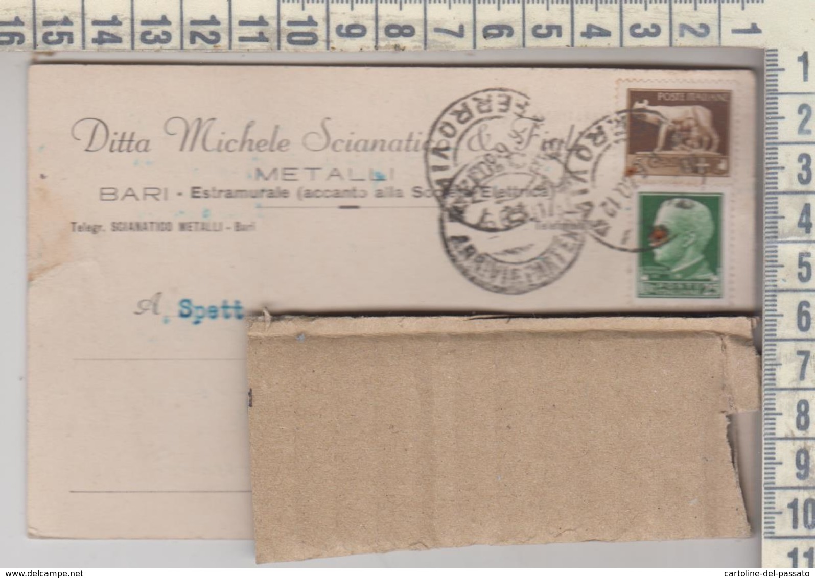 STORIA POSTALE - BARI DITTA M. SCIANATICO & C. - VIAGGIATA PER LECCE 1930 - Marcofilía