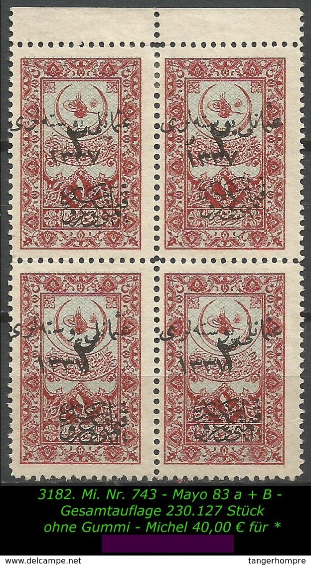 EARLY OTTOMAN SPECIALIZED FOR SPECIALIST, SEE...Mi. Nr. 743 - Mayo 83 A + B - In Ungebraucht (*) - Unused Stamps