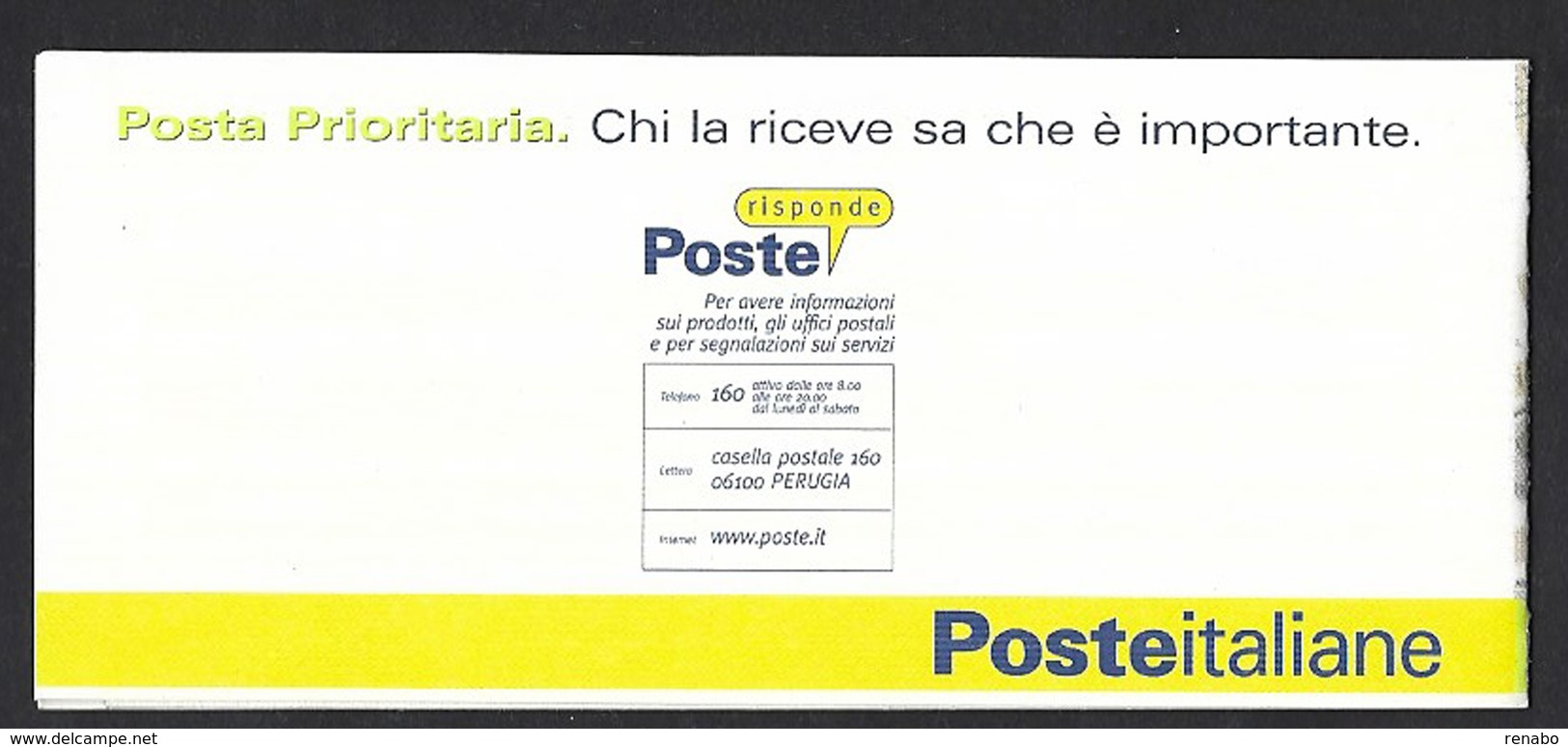 Italia 2001; Libretto: Posta Prioritaria Fondo Giallo €0,62 - Roma 2002, Con Etichetta - Booklets