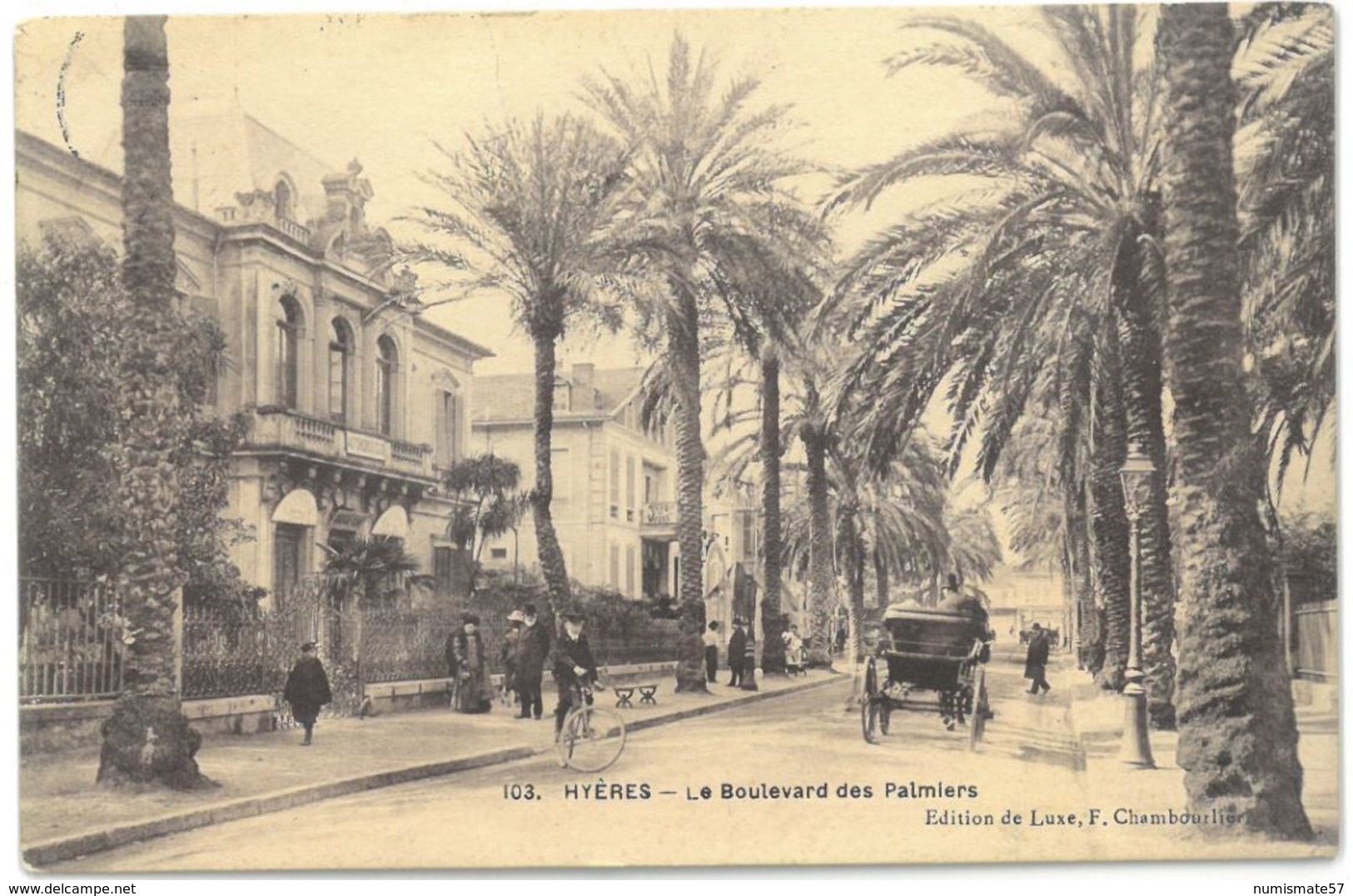 CPA HYERES - Le Boulevard Des Palmiers - Ed. De Luxe F. Chambourlier N°103 - Hyeres