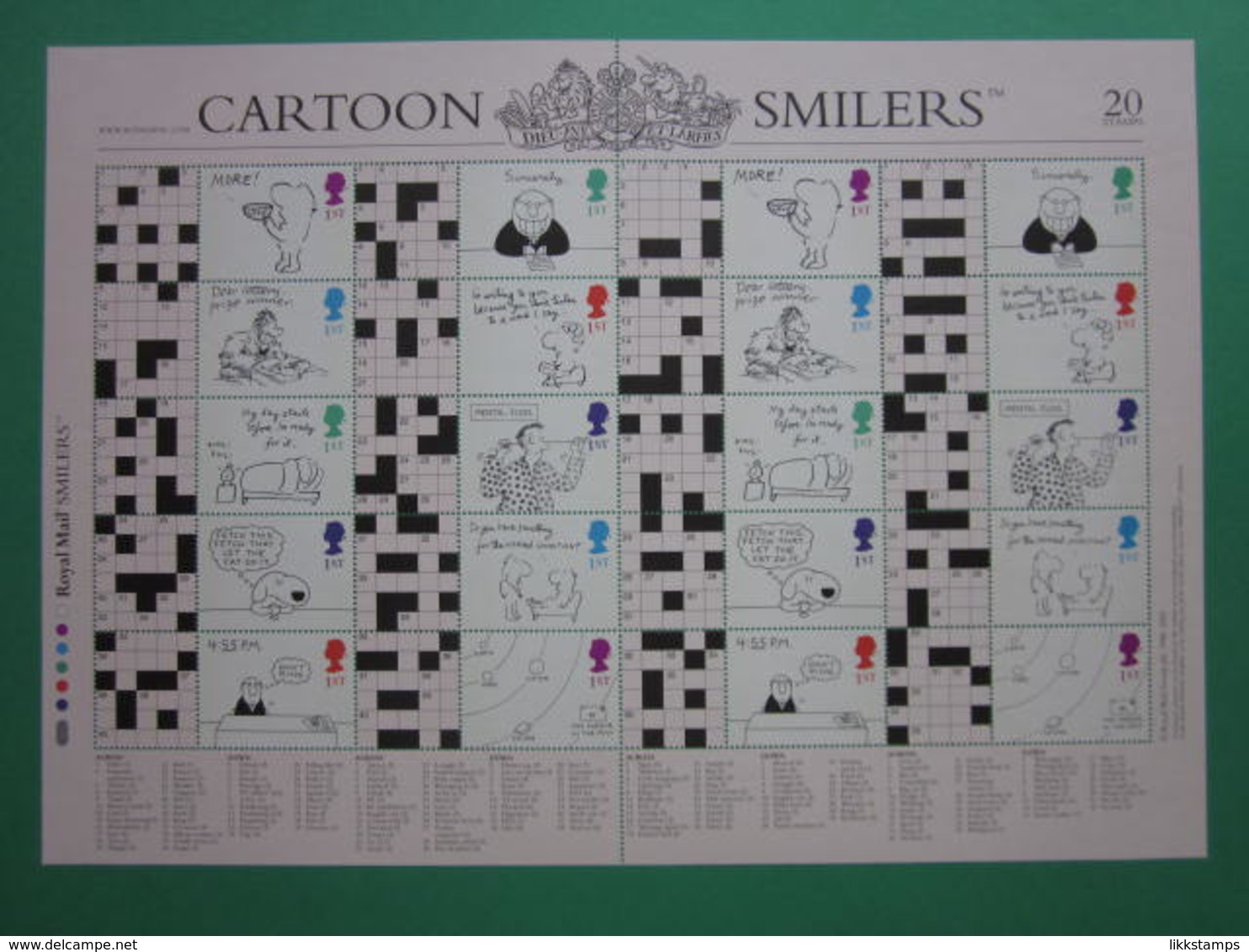 2003 ROYAL MAIL CROSSWORD CARTOONS GENERIC SMILERS SHEET. #SS0016 - Smilers Sheets