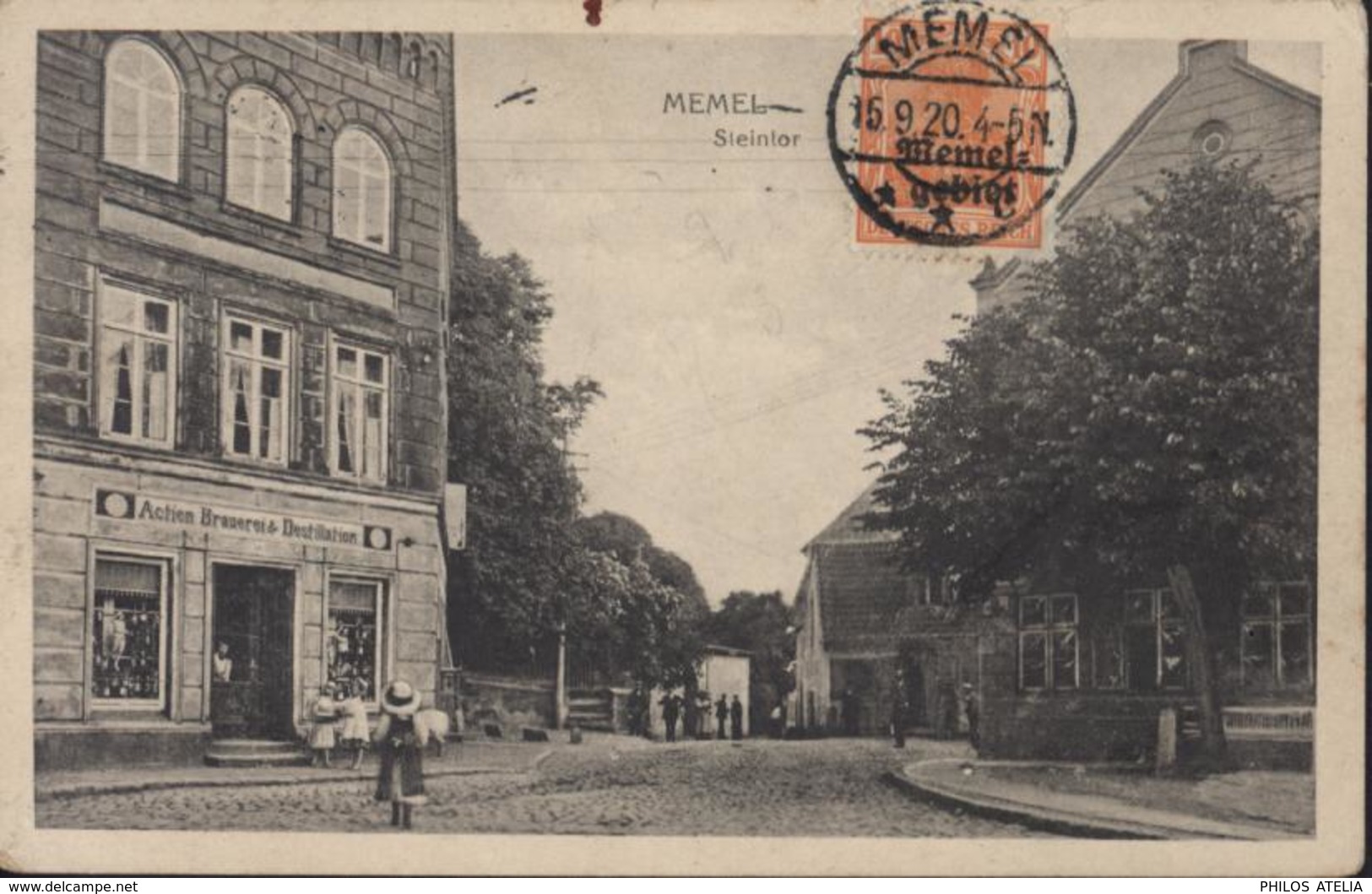 YT Deutsches Reich Surcharge Memel Gebiet N°3 CAD Memel 15 9 20 CPA Memel Steintor Occupation Allemande De La Lituanie - Memel (Klaïpeda) 1923