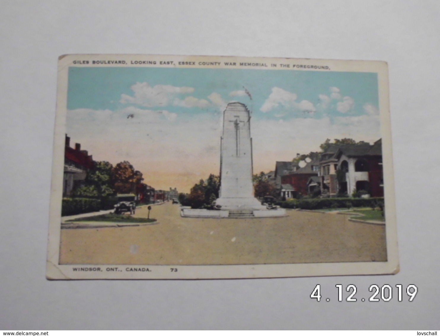 Windsor. - Giles Boulevard, Essex County War Memorial. (6 - 9 - 1927) - Windsor