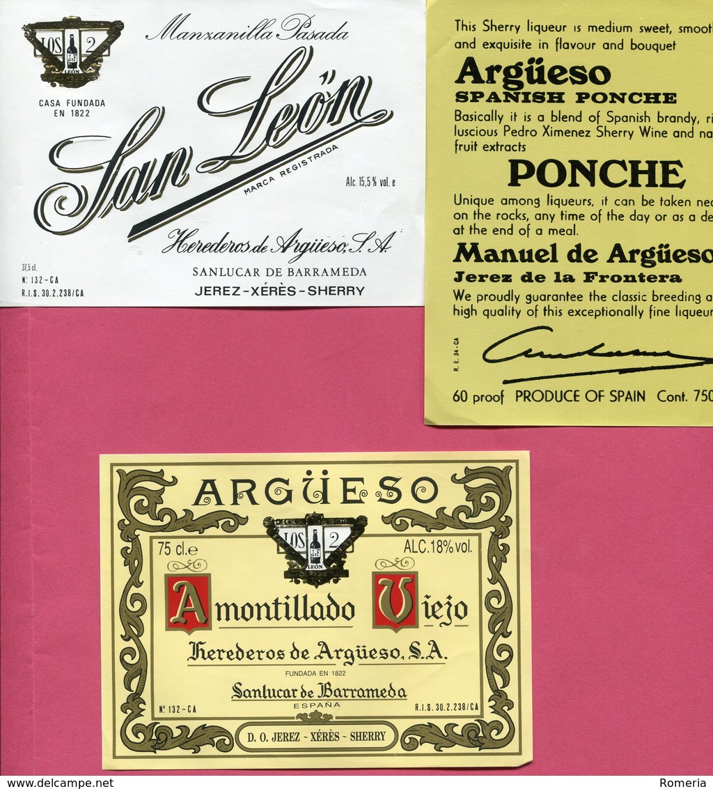 1614 - Espagne - Andalousie - Lot 28 étiquettes Bodegas Argüeso - Sanlucar De Barrameda - Autres & Non Classés