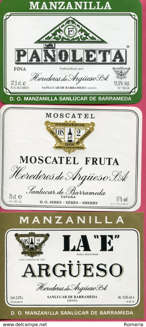 1614 - Espagne - Andalousie - Lot 28 étiquettes Bodegas Argüeso - Sanlucar De Barrameda - Andere & Zonder Classificatie