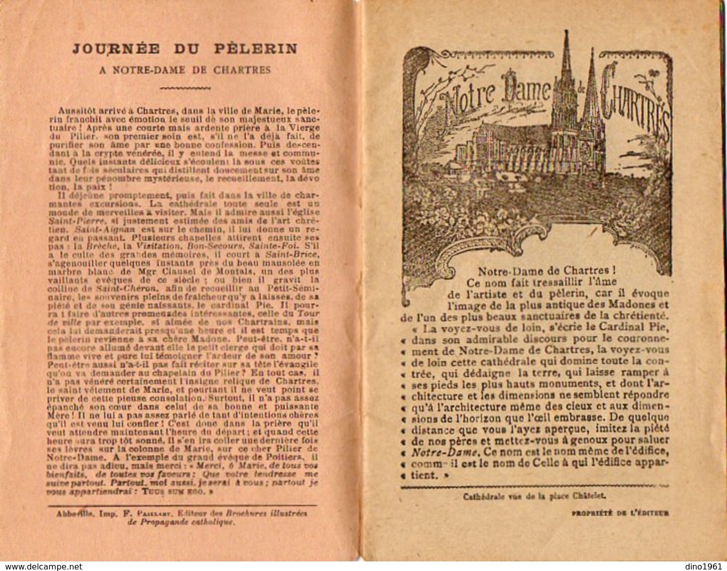 VP16.357 - Petite Brochure - Notre Dame De CHARTRES - Editions F. PAILLART à ABBEVILLE - Godsdienst