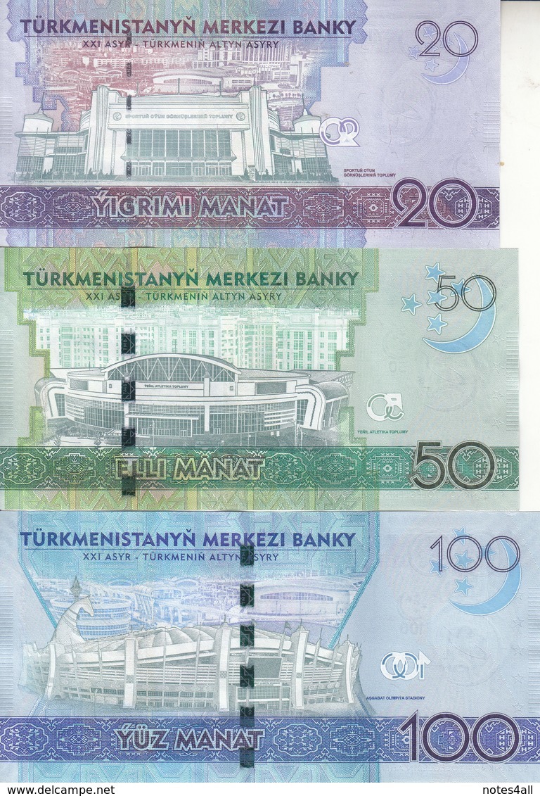 TURKMENISTAN 1 5 10 20 50 100 MANAT 2017 P-NEW COMMEMORATIVE UNC SET */* - Turkmenistan