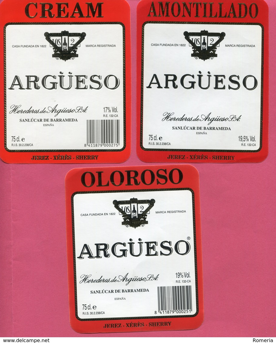 1615 - Espagne - Andalousie - Lot 5 étiquettes Bodegas Argüeso - Sanlucar De Barrameda - Autres & Non Classés