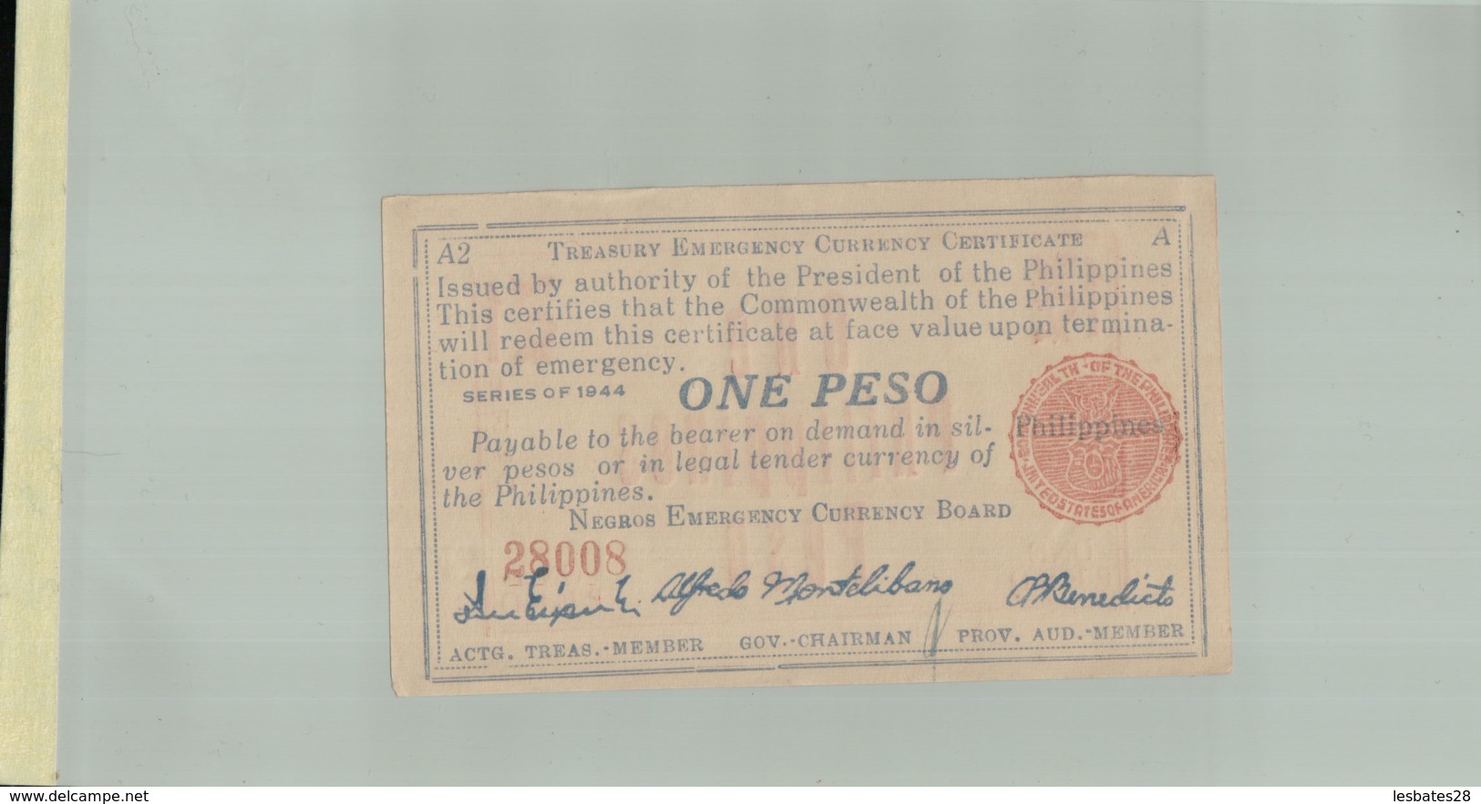 Billet De Banque  Philippines 1 Peso 1944   DEC 2019 Gerar - Philippines