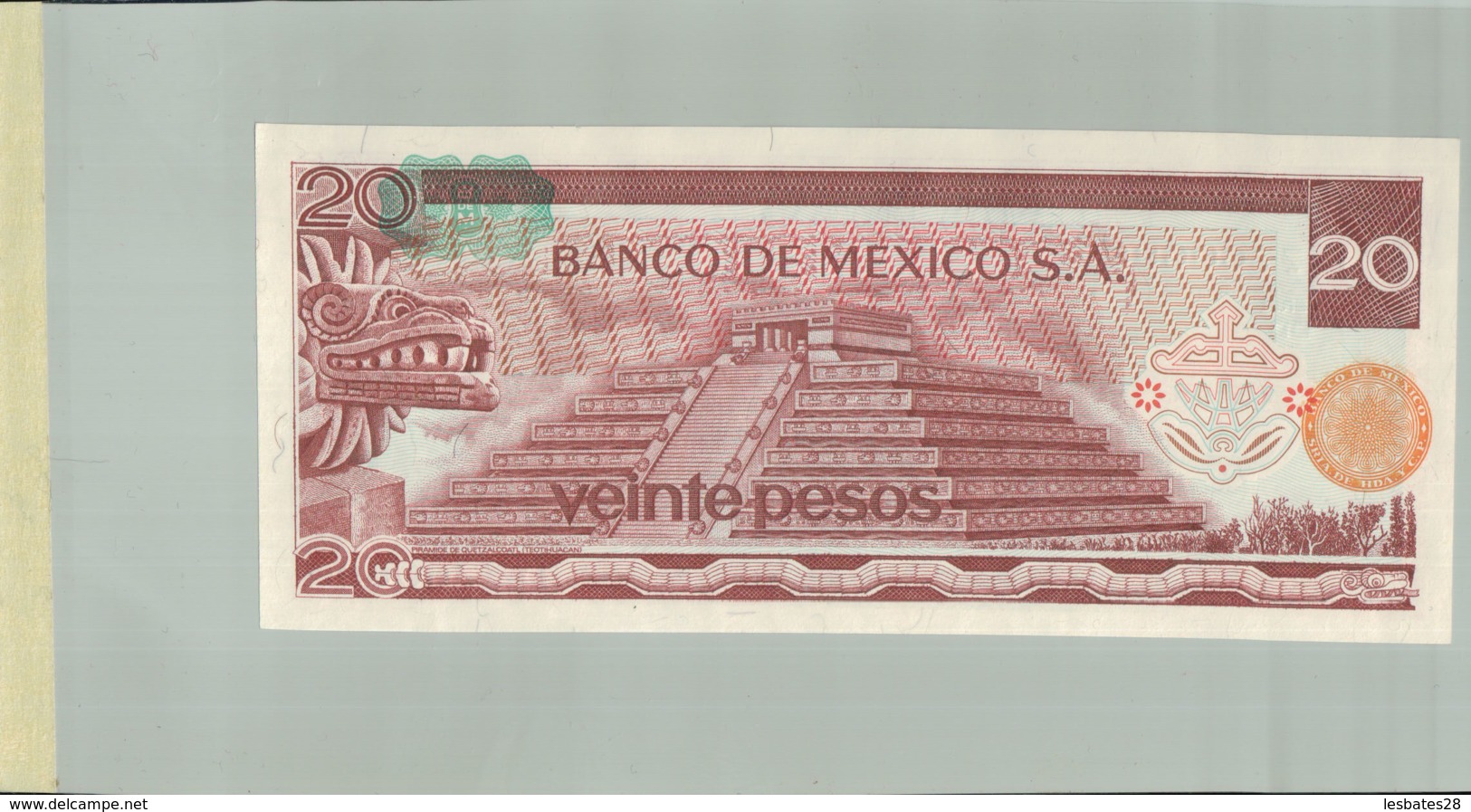 Billet De Banque  BANCO  EL BANCO DE MEXICO S.A VEINTE PESOS  1977  DEC 2019 Gerar - Mexique