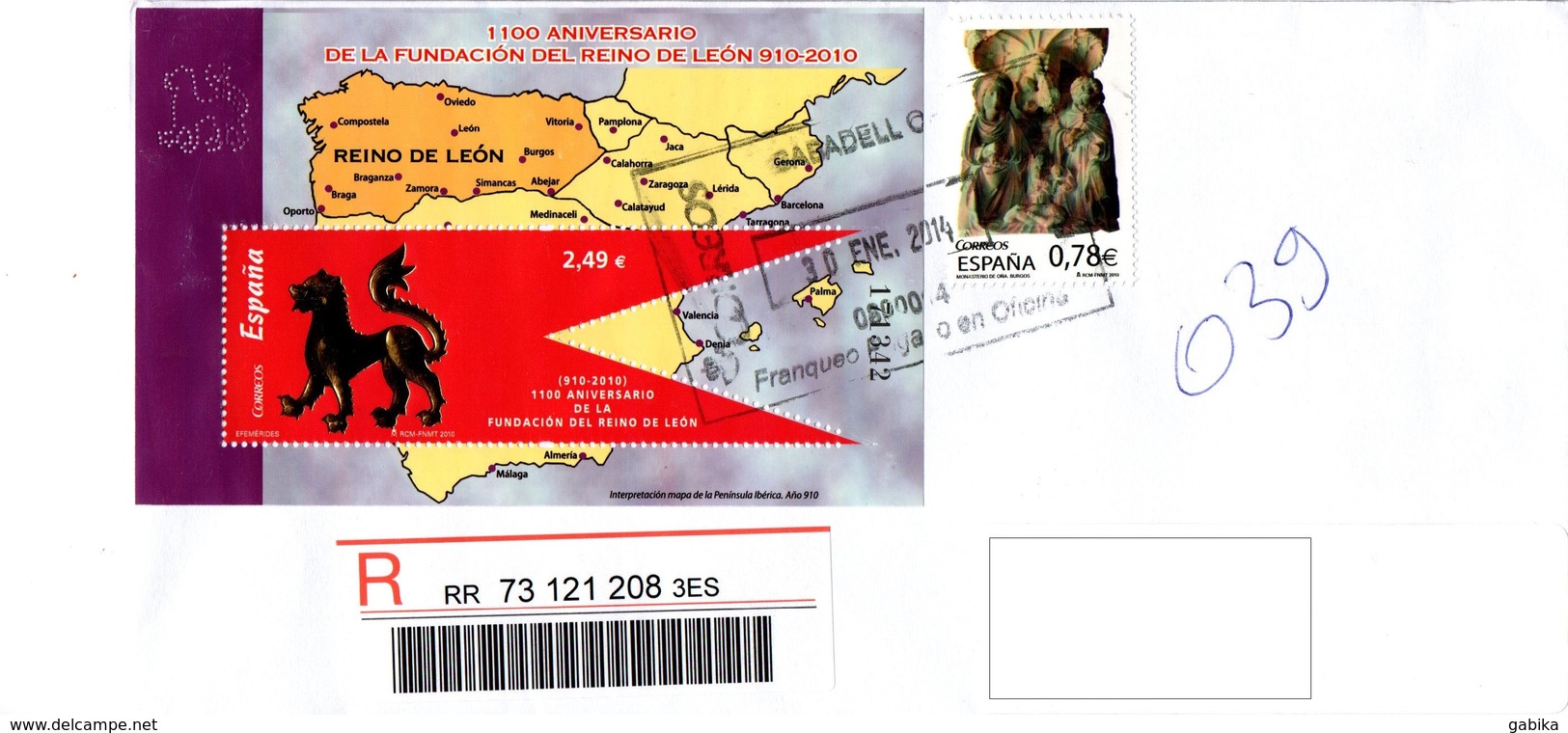 Spain 2010, Registered Letter, Leon Sheet - Storia Postale