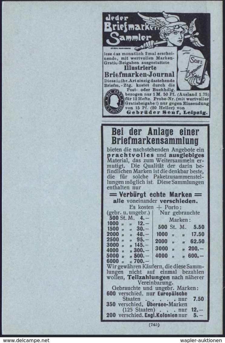 GRIECHISCHE & RÖMISCHE MYTHOLOGIE : Leipzig 1904 Reklame-PP 3 Pf./2 Pf. Germania: Gebr. Senf.. =  M E R K U R  Mit Merku - Mythologie